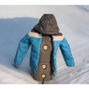 Whales Tail Girl's 10/12 Puffer Jacket Lined Gray and Aqua Hood New with Tags